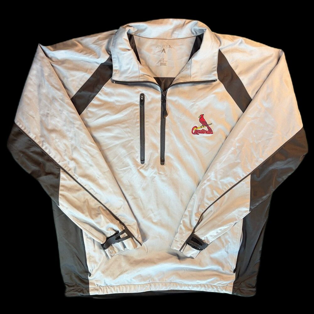 Size L Mens - Antigua St Louis Cardinals Gray 1/4 Zip Pullover Jacket MLB